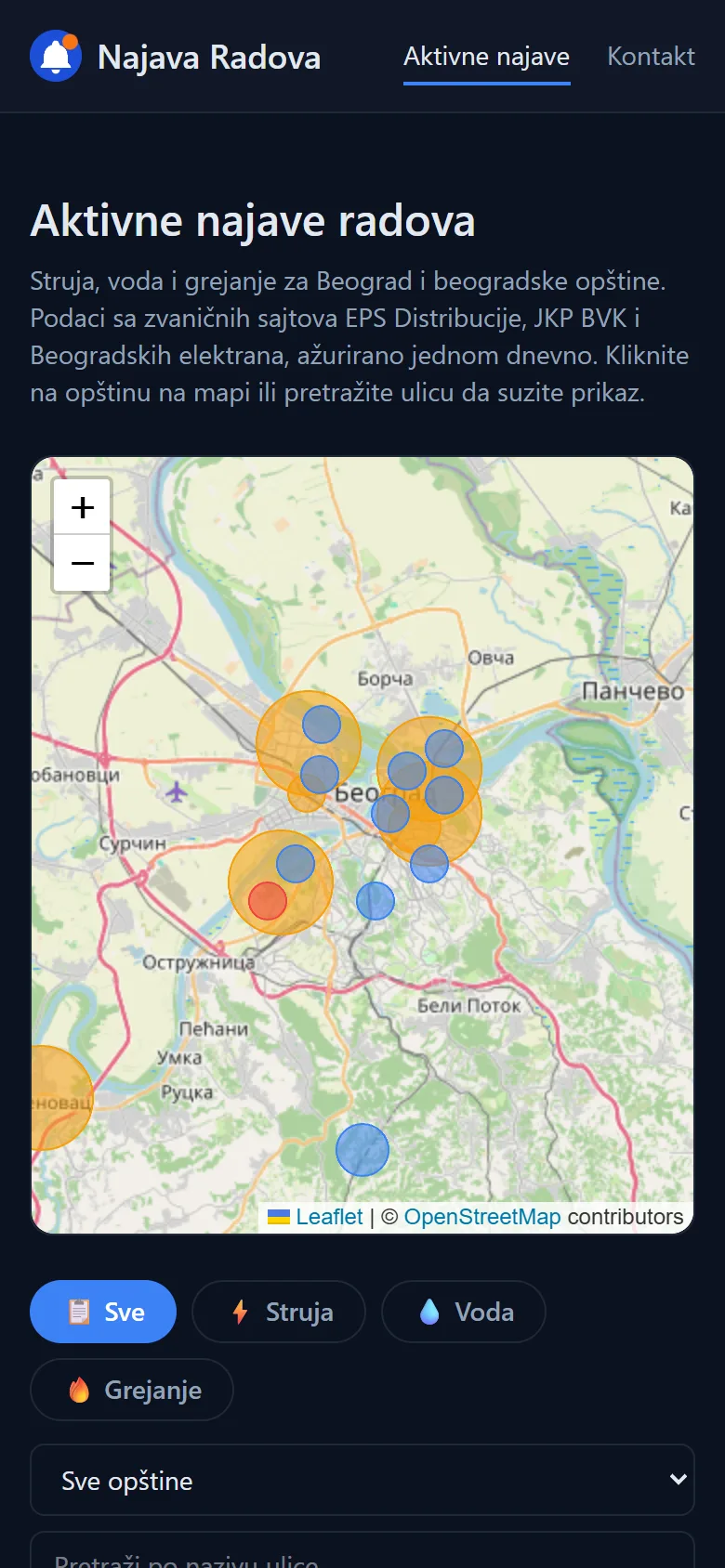 Najava Radova na telefonu